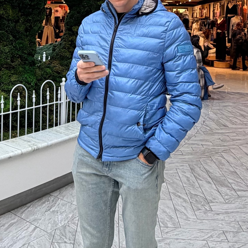 Sacoor Brothers Recycled Light-Down Mens Jacket Bright Blue size Medium - Picture 6 of 6